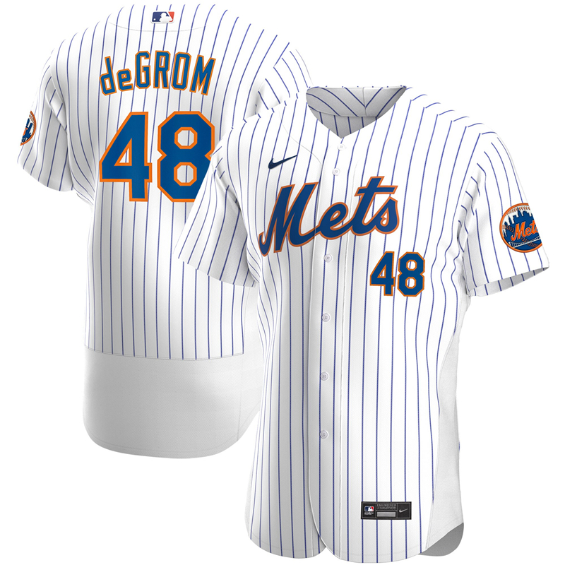 2020 MLB Men New York Mets 48 Jacob deGrom Nike White Home 2020 Authentic Player Jersey 1